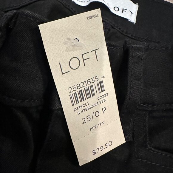LOFT WOMENS SIZE 0/25 PETITE BLACK JEANS ZIPPER ACCENTS NEW - Picture 7 of 9